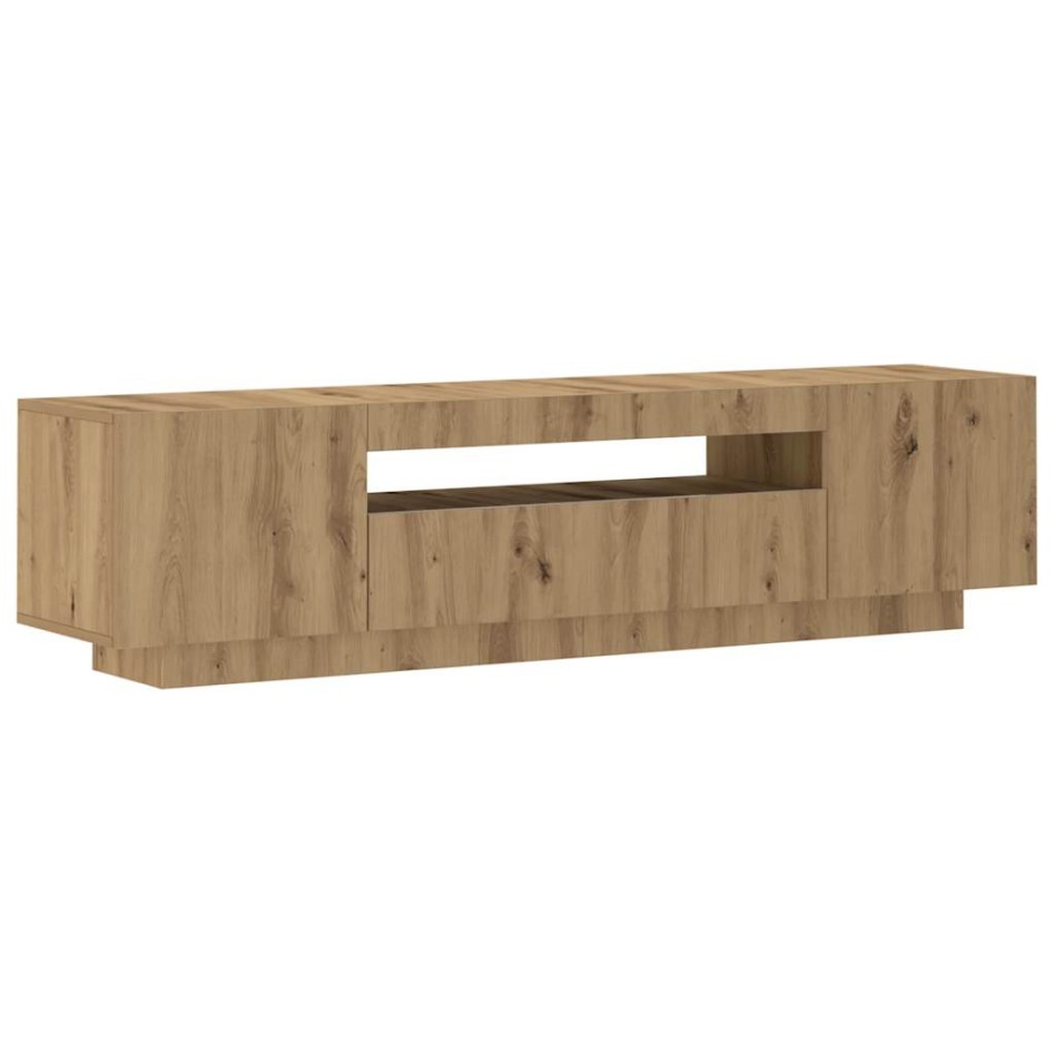 Mueble de TV luces LED madera roble artisan 160x35x40