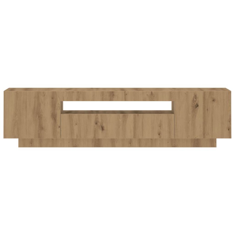Mueble de TV luces LED madera roble artisan 160x35x40