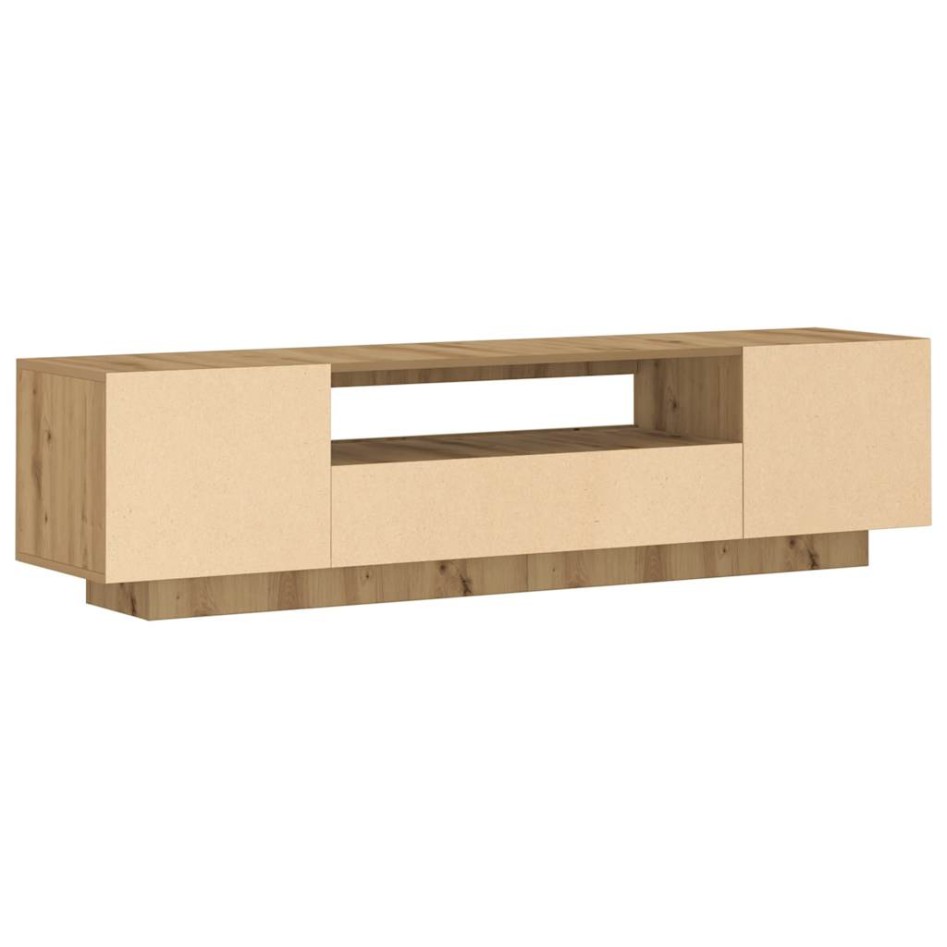 Mueble de TV luces LED madera roble artisan 160x35x40