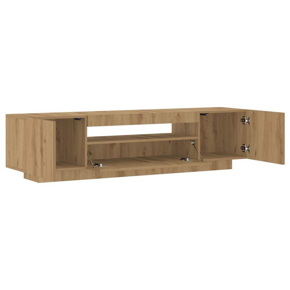 Mueble de TV luces LED madera roble artisan 160x35x40