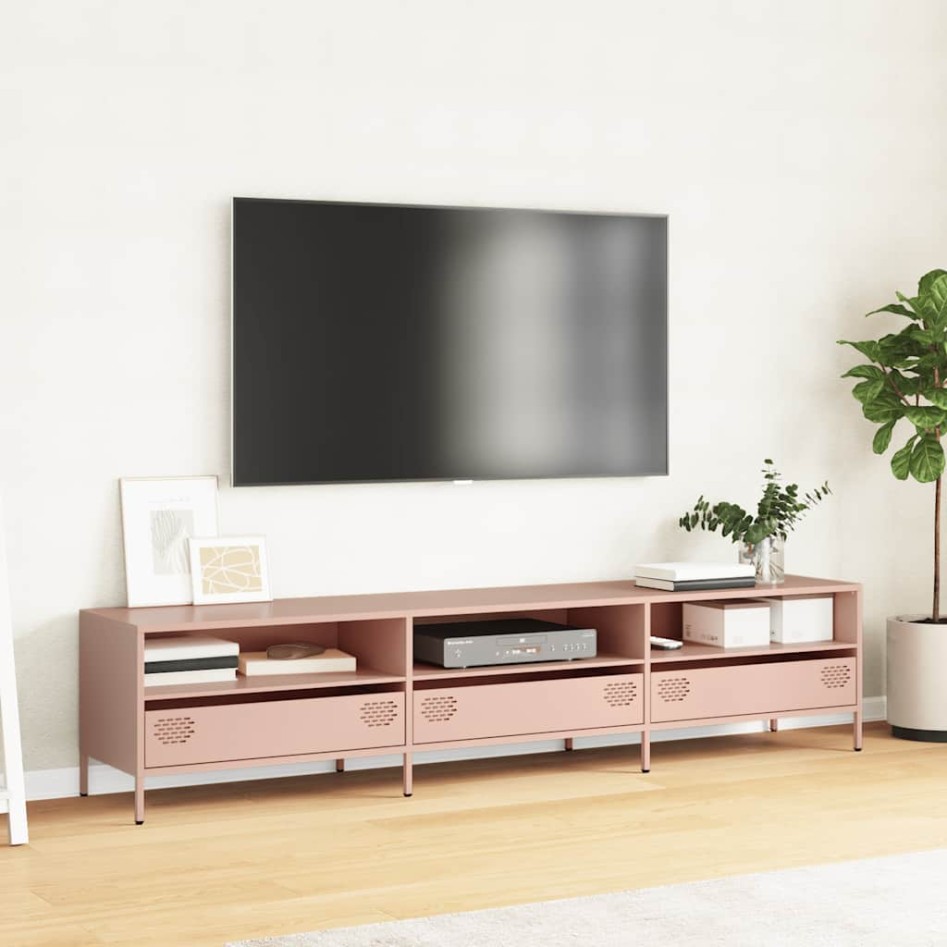 Mueble para TV acero laminado en frío rosa 202x39x43,5