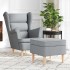 Sillón con reposapiés tela gris