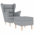 Sillón con reposapiés tela gris