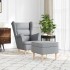 Sillón con reposapiés tela gris