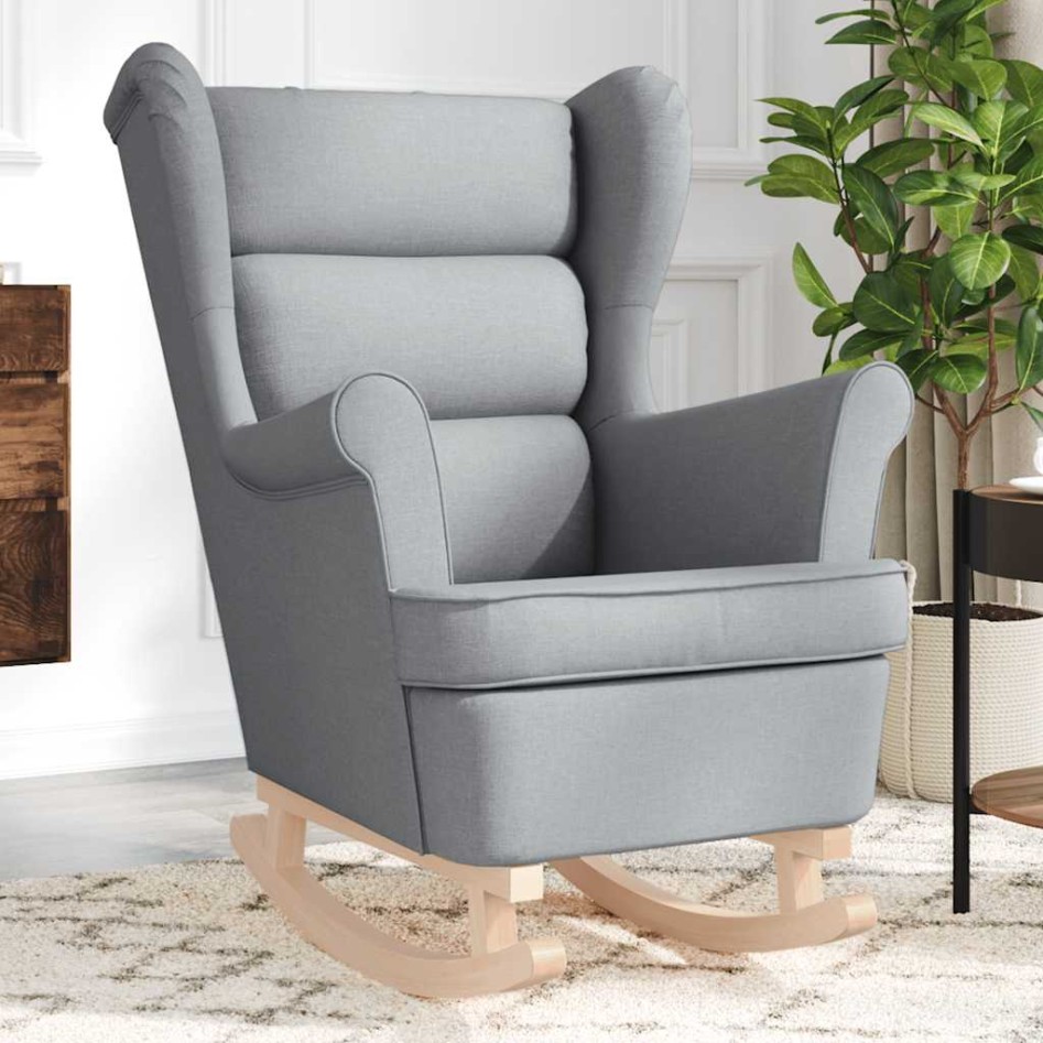 Silla mecedora de tela gris claro 74x90x102