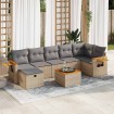 Set de sofás de jardín y cojines 8 piezas ratán sintético beige