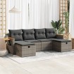 Set de muebles de jardín 6 pzas y cojines ratán sintético gris