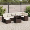 Set sofás de jardín 8 piezas y cojines ratán sintético marrón