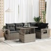 Set de muebles de jardín 6 pzas y cojines ratán sintético gris