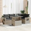 Set de sofás de jardín 6 pzas y cojines ratán sintético gris