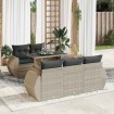 Set de sofás de jardín 6 pzas y cojines ratán sintético gris