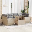 Set sofás de jardín 7 piezas y cojines ratán sintético beige