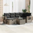 Set de sofás de jardín 7 pzas con cojines ratán sintético gris
