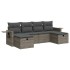 Set de muebles de jardín 6 pzas y cojines ratán sintético