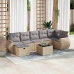 Set de sofás de jardín y cojines 8 piezas ratán sintético beige
