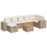 Set de sofás de jardín y cojines 8 piezas ratán sintético