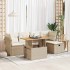 Set sofás jardín y cojines 6 pzas ratán sintético acacia