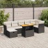 Set sofás jardín y cojines 8 pzas ratán sintético acacia