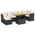Set sofás jardín y cojines 8 pzas ratán sintético acacia