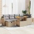 Set sofás jardín y cojines 8 pzas ratán sintético acacia