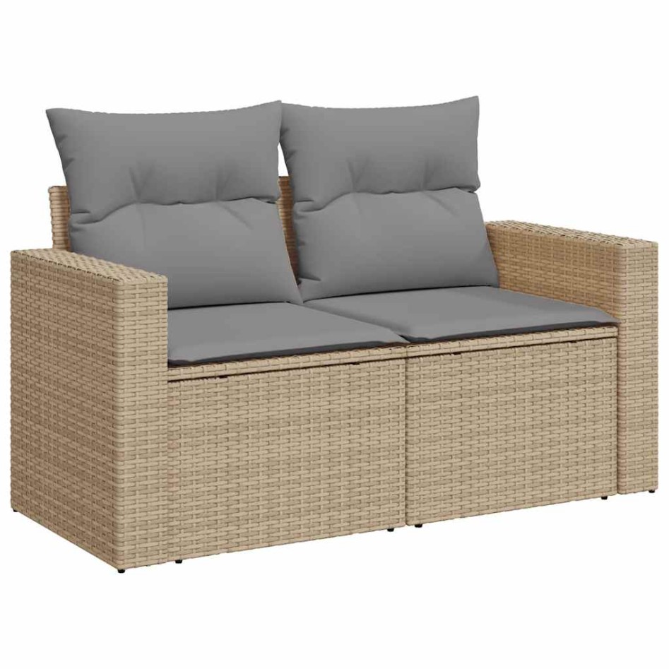 Set sofás jardín y cojines 8 pzas ratán sintético acacia