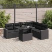 Set de sofás de jardín 7 pzas con cojines ratán sintético negro