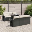 Set de sofás de jardín 7 pzas con cojines ratán sintético negro