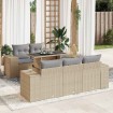 Juego de sofás jardín con cojines 6 pzas ratán sintético beige