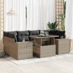 Set de sofás de jardín 7 pzas con cojines ratán sintético gris