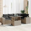 Set de muebles de jardín 6 pzas y cojines ratán sintético gris