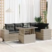 Set de sofás de jardín 6 pzas y cojines ratán sintético gris