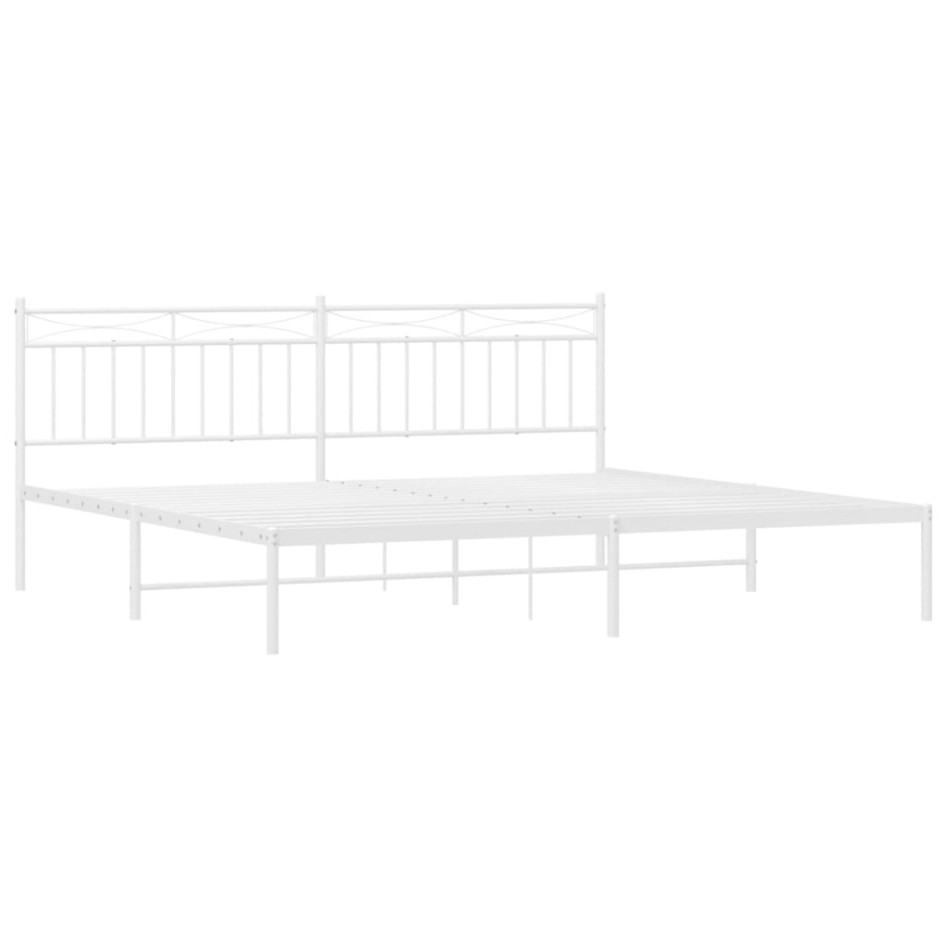 Estructura de cama de metal con cabecero blanco 193x203