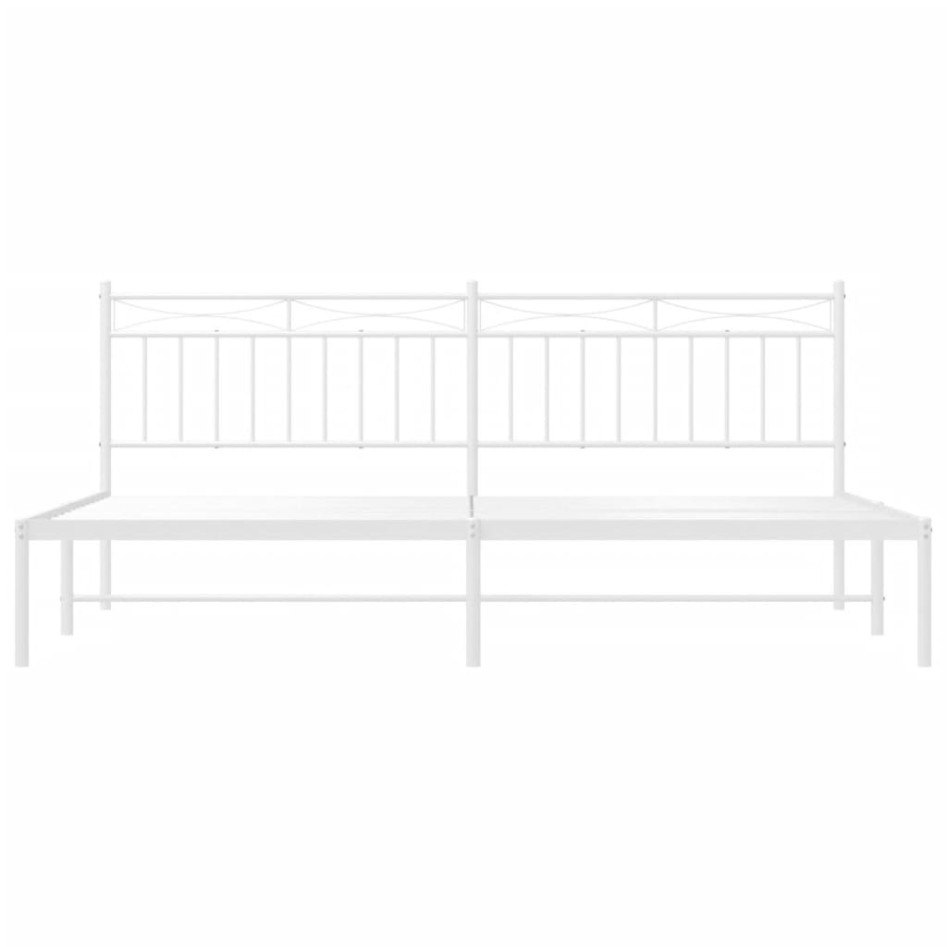 Estructura de cama de metal con cabecero blanco 193x203