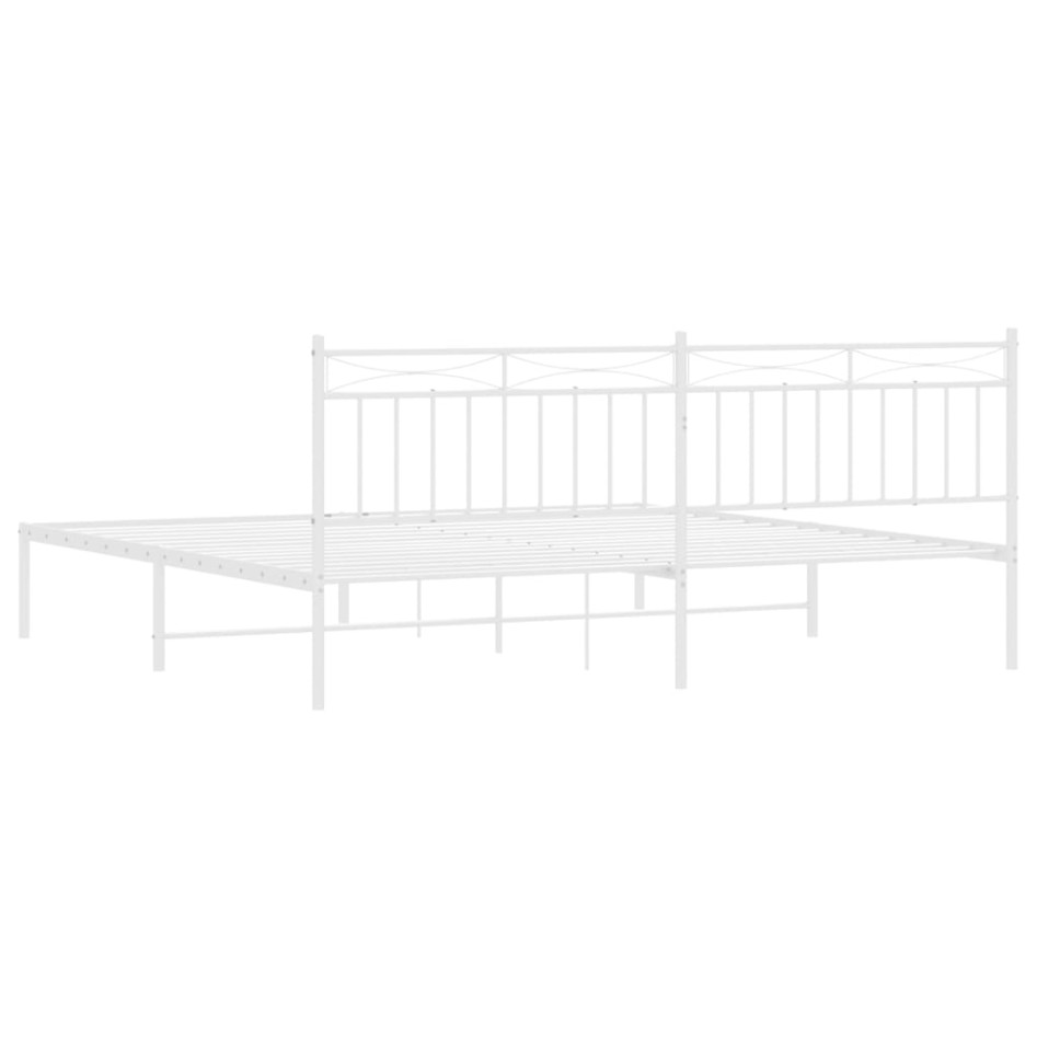 Estructura de cama de metal con cabecero blanco 193x203