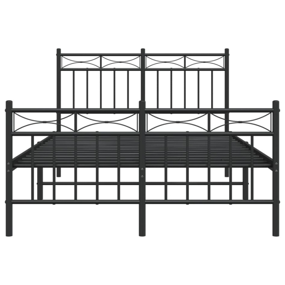 Estructura de cama con cabecero y pie metal negro 120x190
