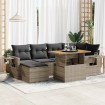 Set de sofás de jardín 7 pzas con cojines ratán sintético gris
