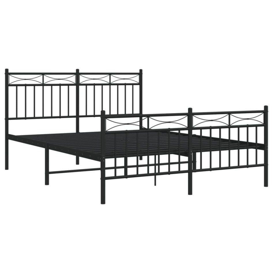 Estructura de cama cabecero y estribo metal negro 140x200