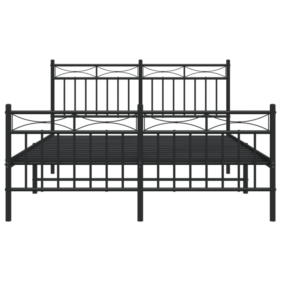 Estructura de cama cabecero y estribo metal negro 140x200