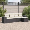 Set de muebles de jardín 5 pzas y cojines ratán sintético negro