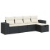 Set de muebles de jardín 5 pzas y cojines ratán sintético