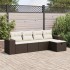 Set comedor de jardín 5 piezas y cojines ratán sintético