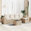 Juego de sofás jardín con cojines 6 pzas ratán sintético beige