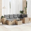 Set sofás de jardín 7 piezas y cojines ratán sintético beige