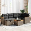 Set de sofás de jardín 7 pzas con cojines ratán sintético gris