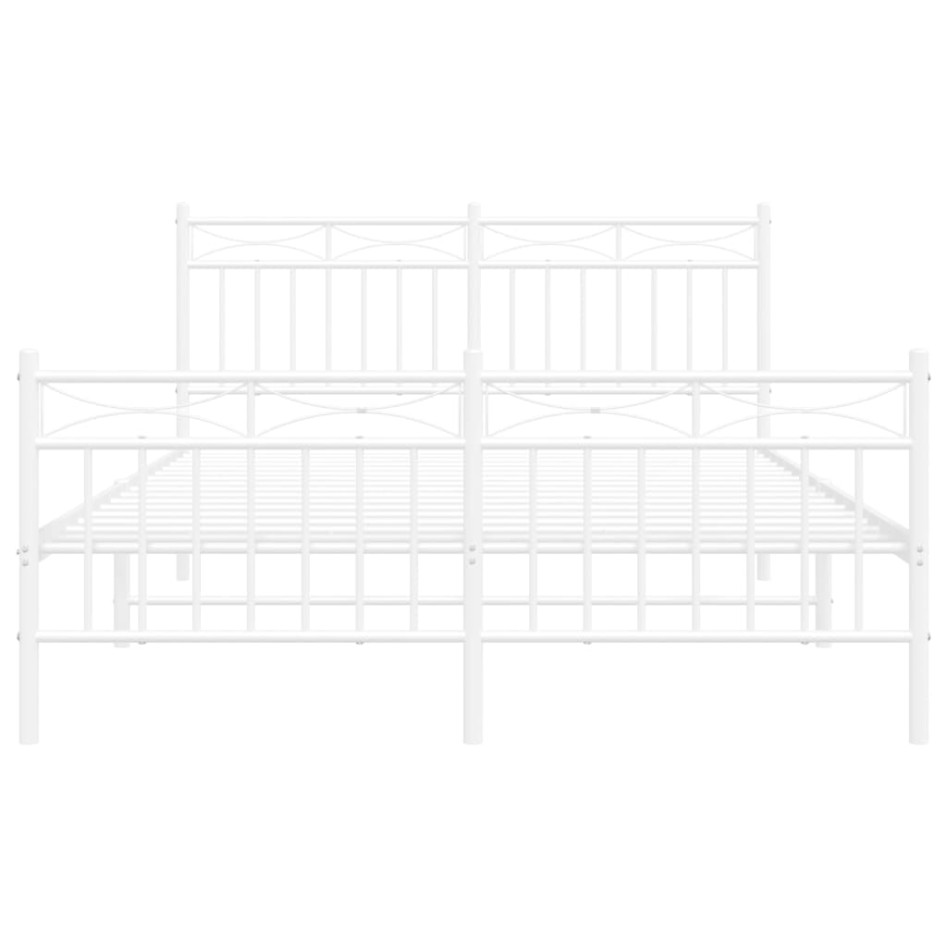 Estructura cama metal con cabecero y estribo blanco 140x200