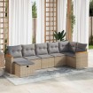 Set sofás de jardín 7 piezas y cojines ratán sintético beige