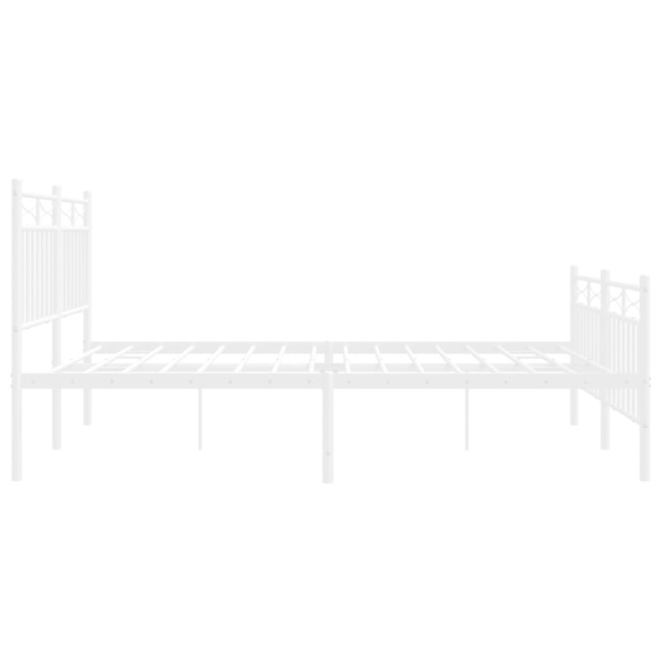 Estructura cama metal con cabecero y estribo blanco 140x200