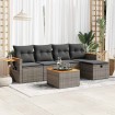 Set de muebles de jardín 6 pzas y cojines ratán sintético gris