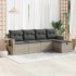 Set de sofás jardín y cojines 5 pzas ratán sintético gris