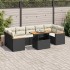 Set sofás jardín y cojines 8 pzas ratán sintético acacia
